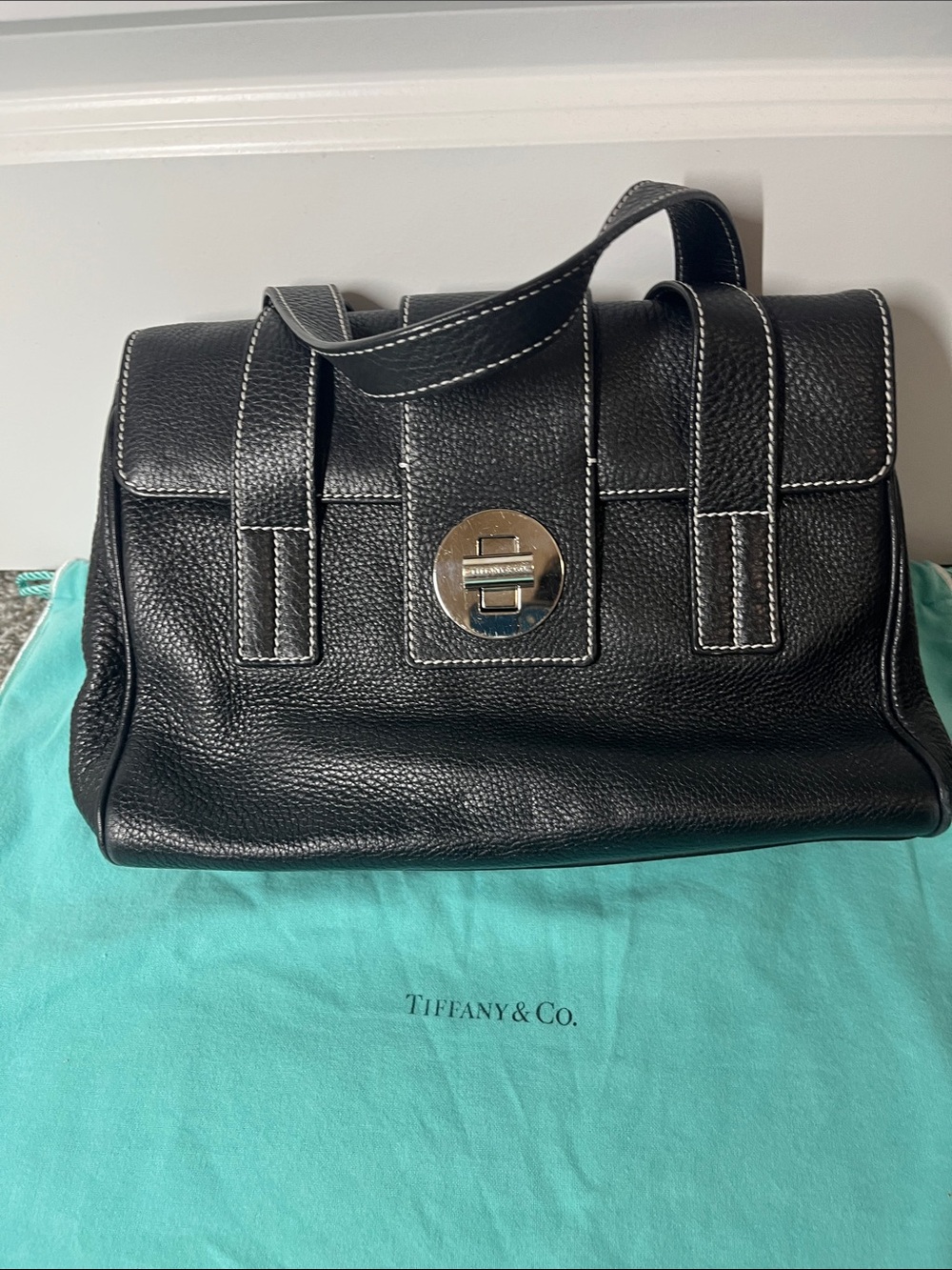 Tiffany & Co. Manhattan Black Leather Handbag